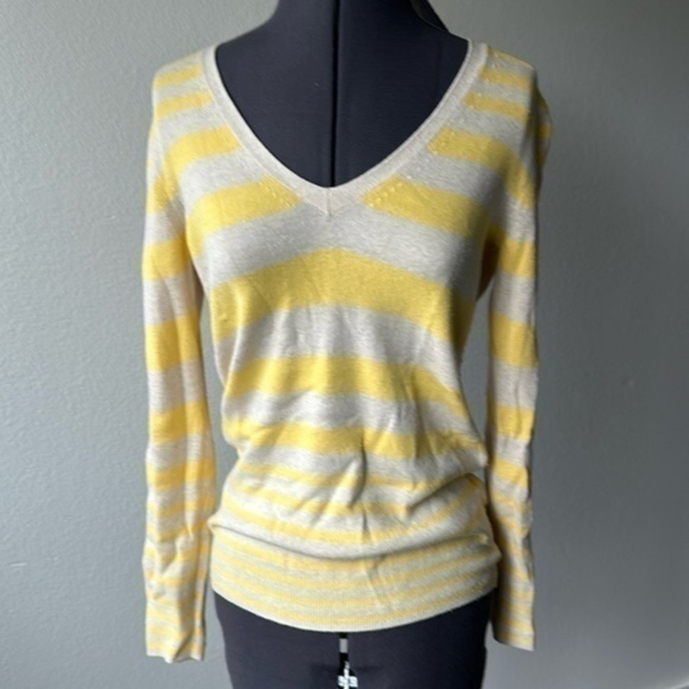 GAP sweater size small preppy marigold yellow and tan striped softgirl